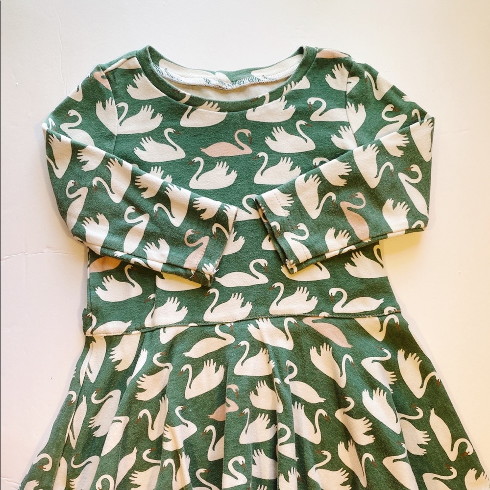 Handmade Birch Organic Green Swan Jaunty Dress